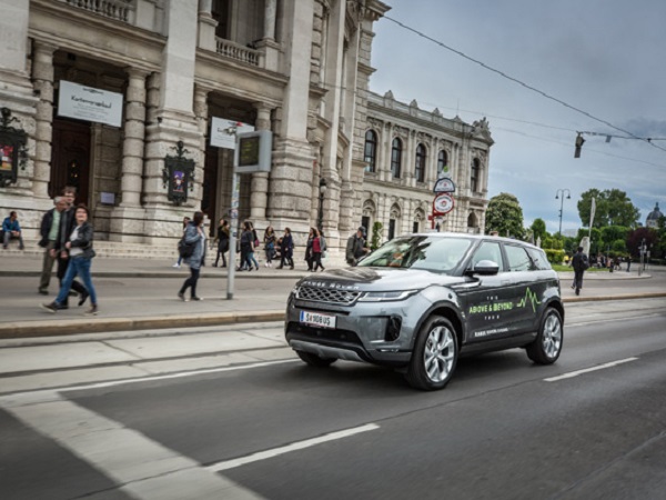 Prospective customers test drive the new Range Rover Evoque in Vienna